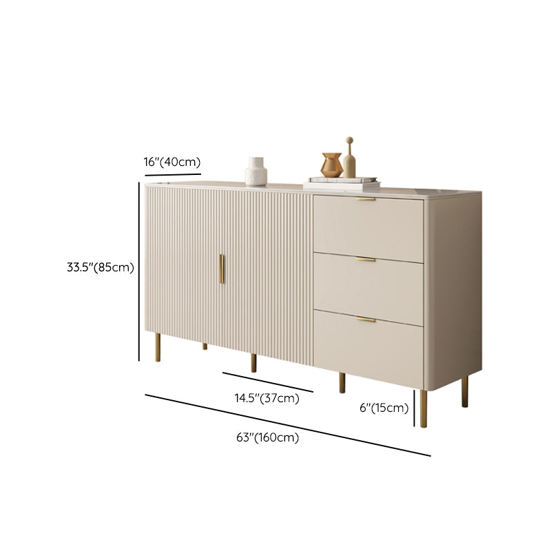 Glam Sideboard Cabinet Stone Sideboard Table with Drawers for Kitchen