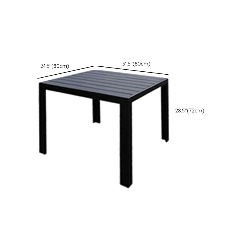 Plastic Wood Courtyard Table Set Contemporary Style with Armchairs