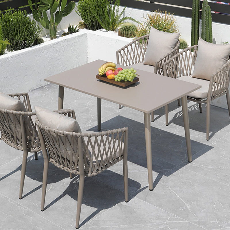 Modern Metal Dining Room Chair and Table Set with Standard Gray Table