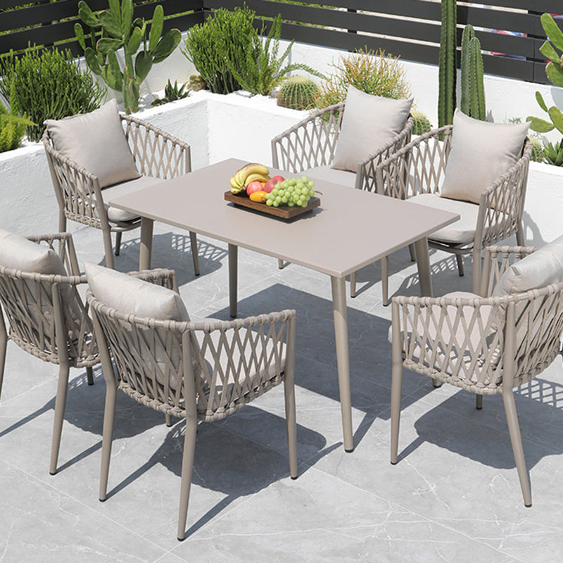 Modern Metal Dining Room Chair and Table Set with Standard Gray Table