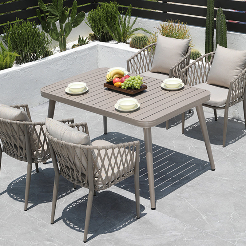 Modern Metal Dining Room Chair and Table Set with Standard Gray Table