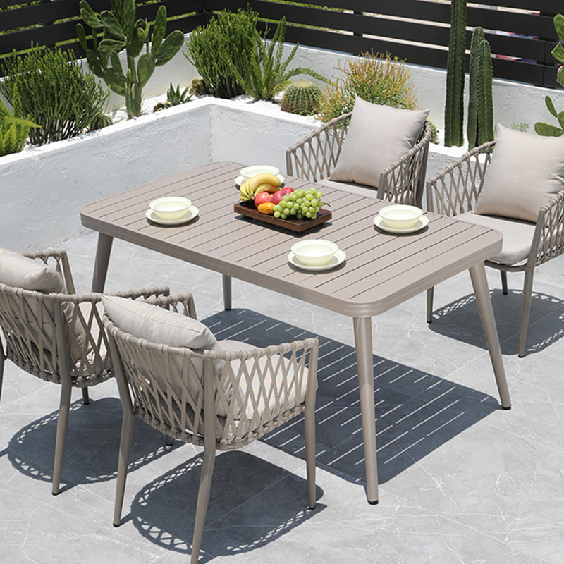 Modern Metal Dining Room Chair and Table Set with Standard Gray Table