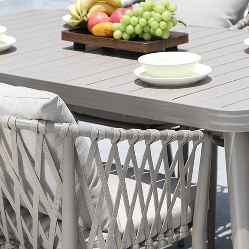 Modern Metal Dining Room Chair and Table Set with Standard Gray Table