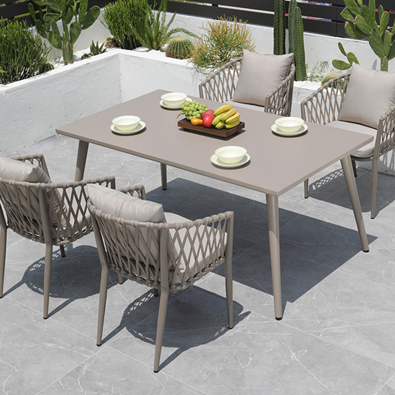 Modern Metal Dining Room Chair and Table Set with Standard Gray Table