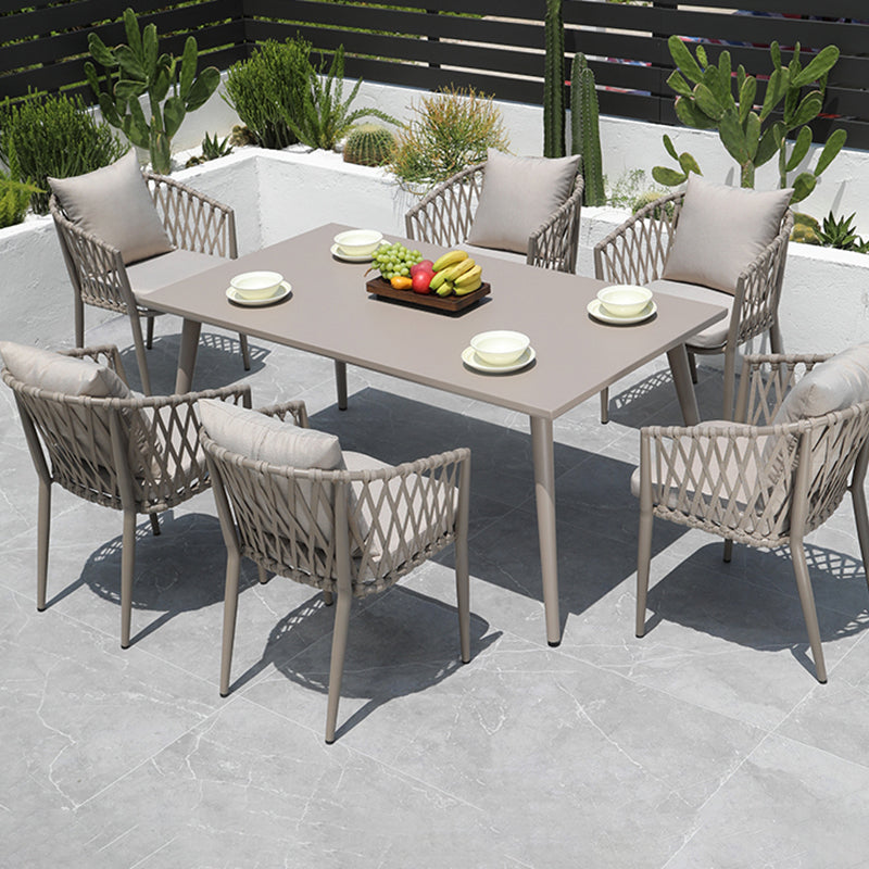 Modern Metal Dining Room Chair and Table Set with Standard Gray Table