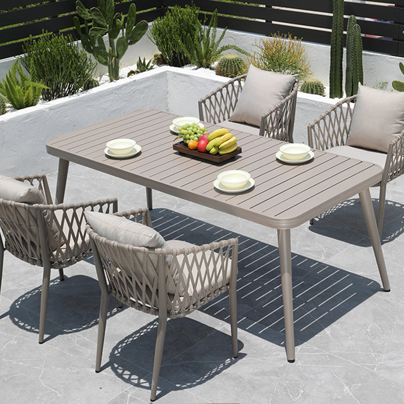 Modern Metal Dining Room Chair and Table Set with Standard Gray Table