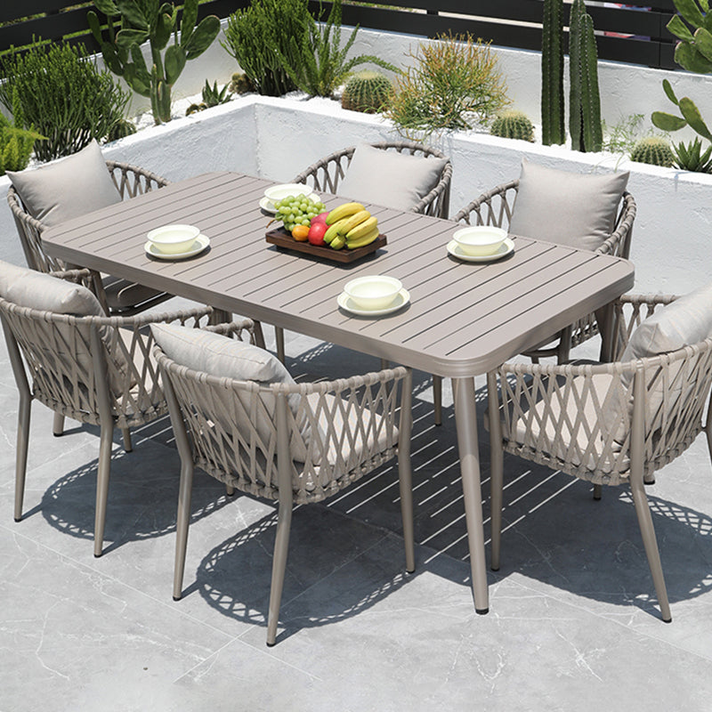 Modern Metal Dining Room Chair and Table Set with Standard Gray Table