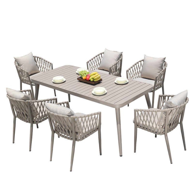 Modern Metal Dining Room Chair and Table Set with Standard Gray Table