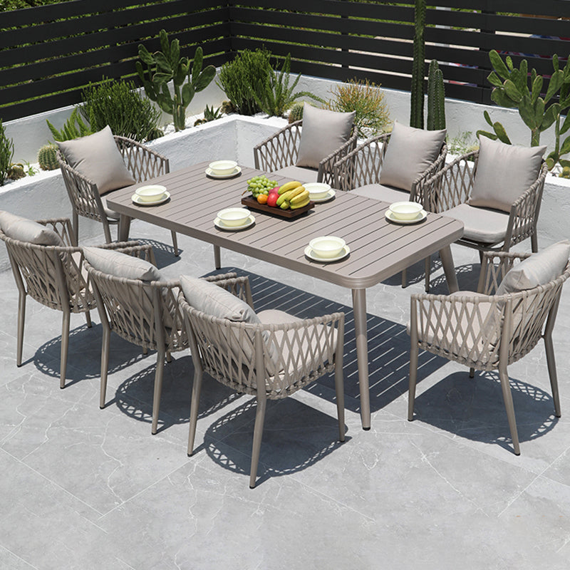 Modern Metal Dining Room Chair and Table Set with Standard Gray Table