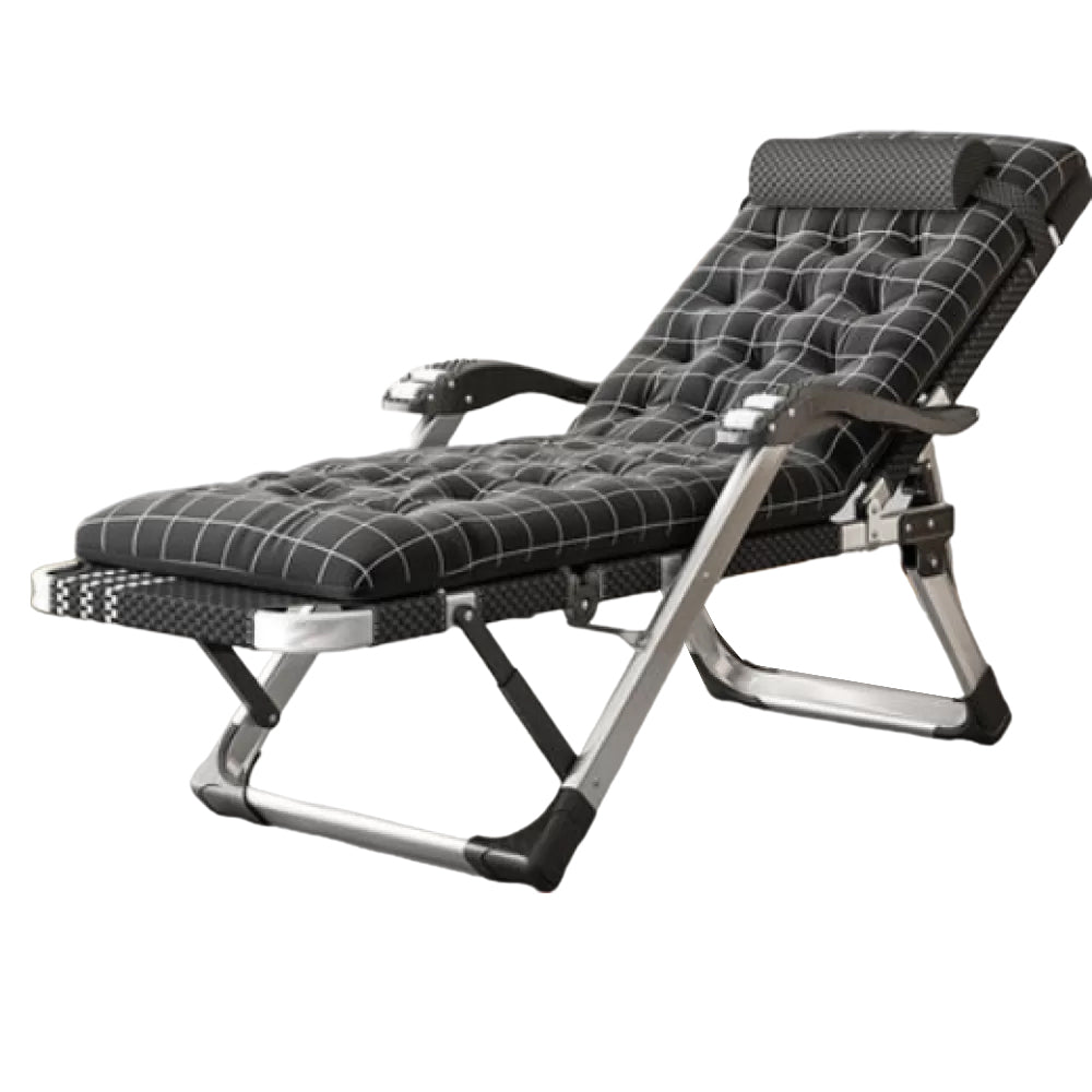 Contemporary Standard Recliner with Silver Metal Base Indoor Recliner