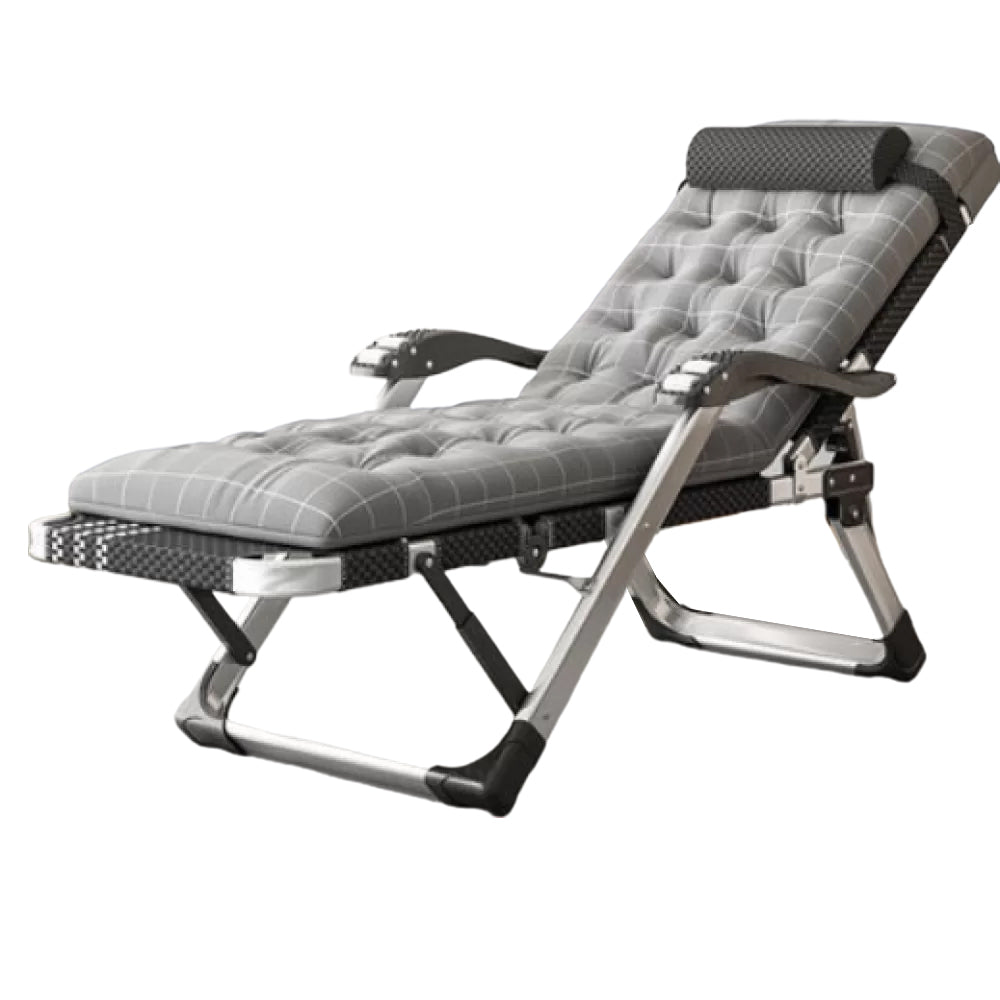 Contemporary Standard Recliner with Silver Metal Base Indoor Recliner