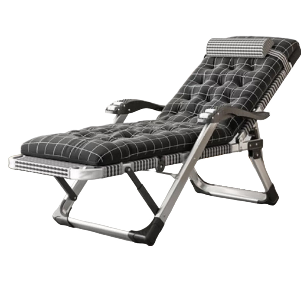 Contemporary Standard Recliner with Silver Metal Base Indoor Recliner