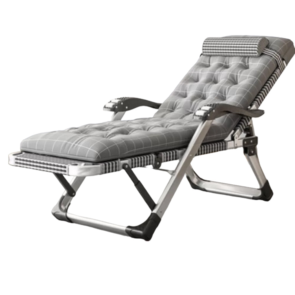 Contemporary Standard Recliner with Silver Metal Base Indoor Recliner