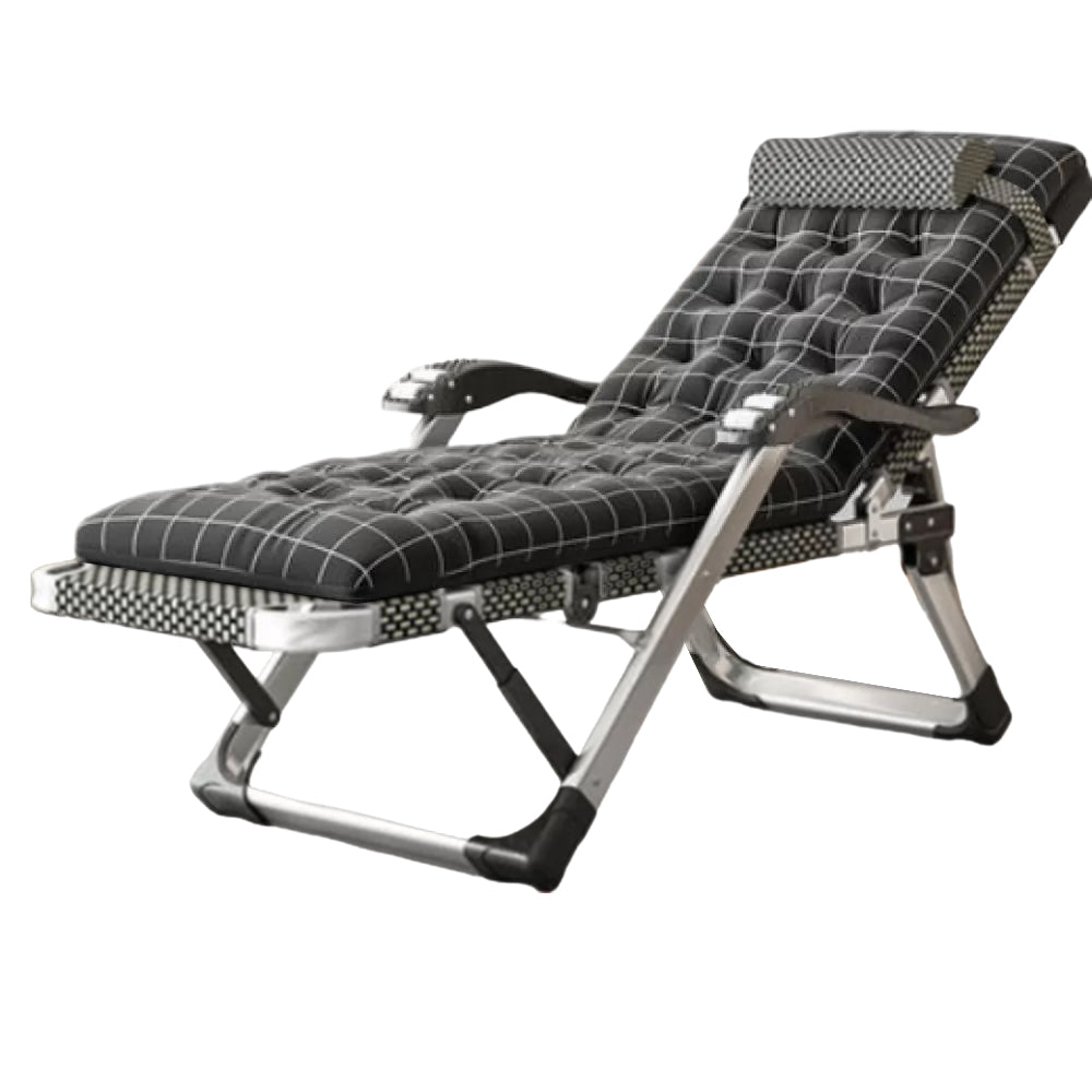 Contemporary Standard Recliner with Silver Metal Base Indoor Recliner