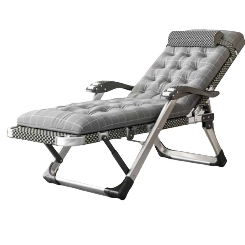 Contemporary Standard Recliner with Silver Metal Base Indoor Recliner