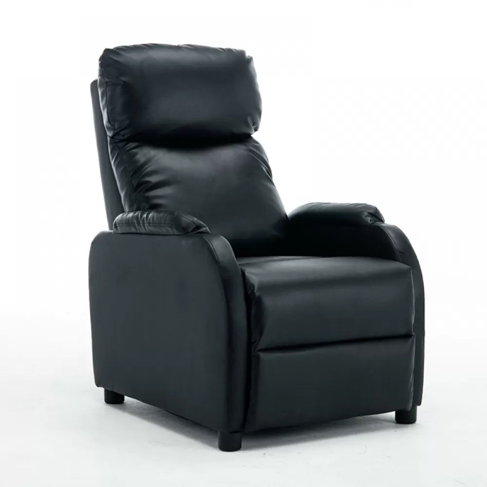 Faux Leather Standard Recliner Manual-Push Botton Recliner Chair with Lumbar