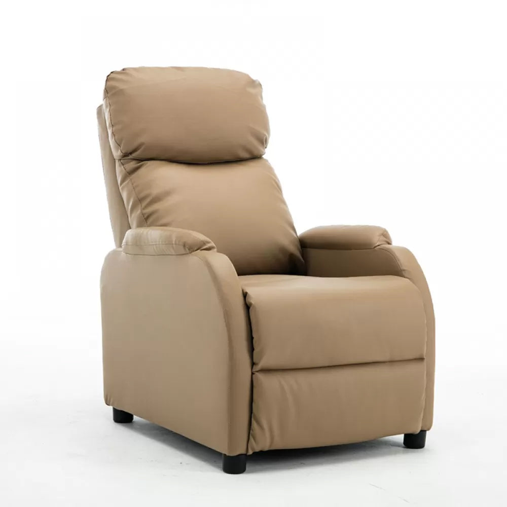 Faux Leather Standard Recliner Manual-Push Botton Recliner Chair with Lumbar