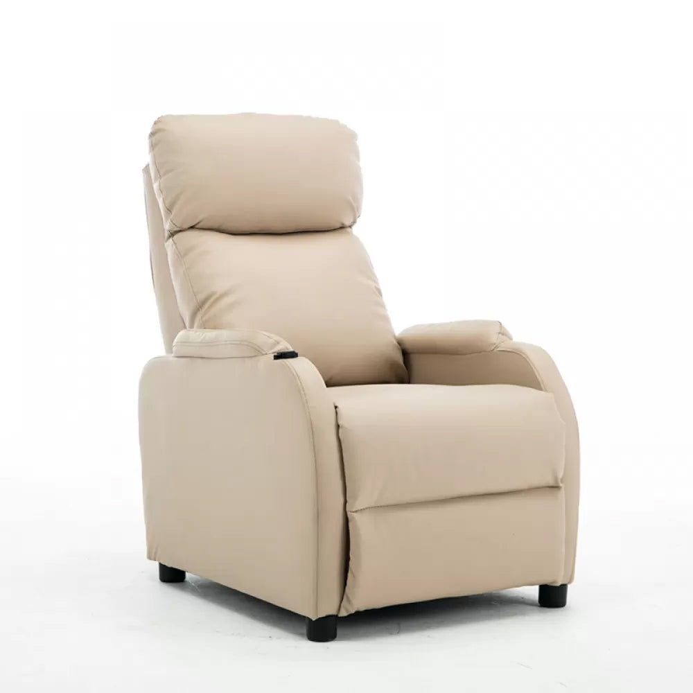 Faux Leather Standard Recliner Manual-Push Botton Recliner Chair with Lumbar