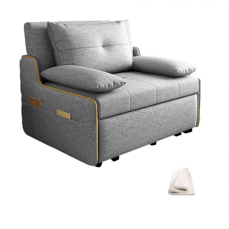 Fabric Pillow Top Arms Sleeper Contemporary Styled Futon Sleeper Sofa Bed in Grey