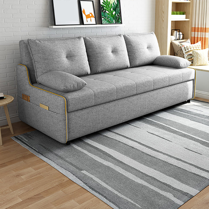 Fabric Pillow Top Arms Sleeper Contemporary Styled Futon Sleeper Sofa Bed in Grey