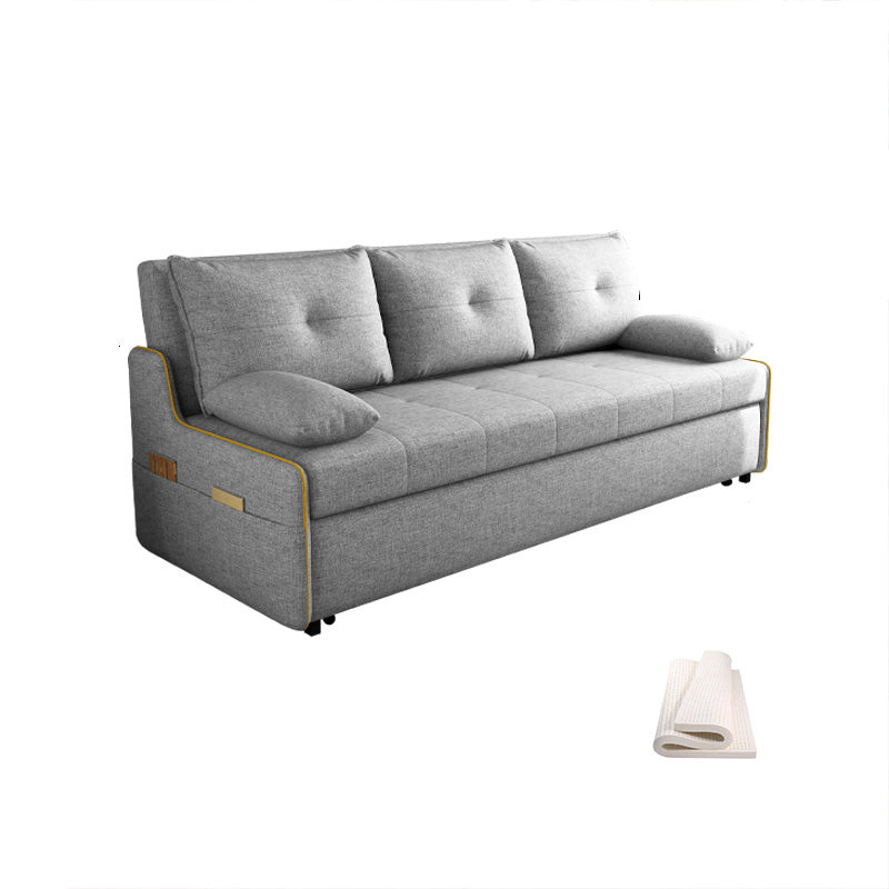 Fabric Pillow Top Arms Sleeper Contemporary Styled Futon Sleeper Sofa Bed in Grey