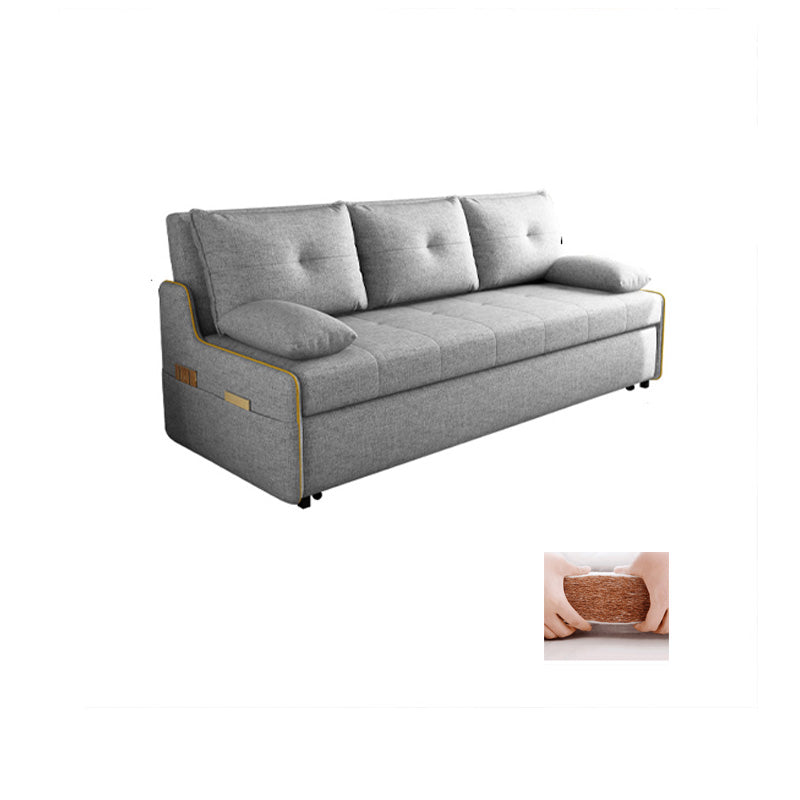 Fabric Pillow Top Arms Sleeper Contemporary Styled Futon Sleeper Sofa Bed in Grey