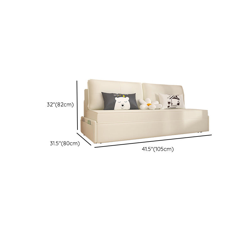 Faux Leather Futon Sofa Bed Glam Storage Sleeper Sofa in White