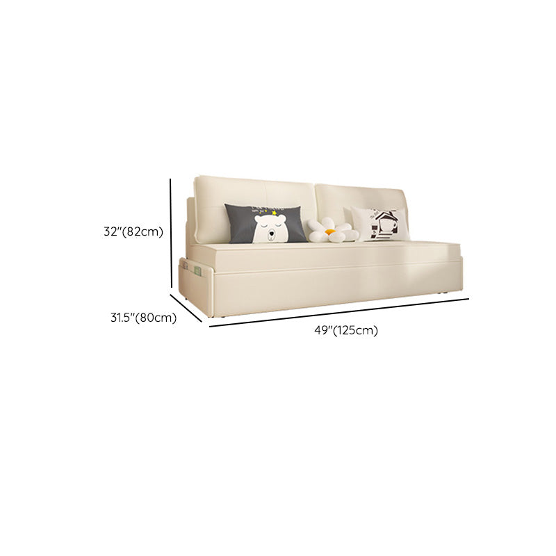 Faux Leather Futon Sofa Bed Glam Storage Sleeper Sofa in White