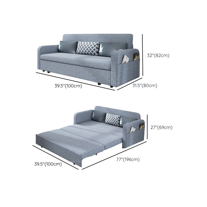 Fabric Square Arm Sleeper Contemporary Styled Futon Sleeper Sofa Bed