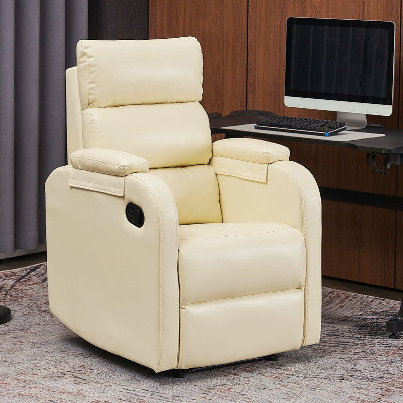 Solid Color Faux Leather Standard Recliner Traditional Metal Frame Recliner Chair