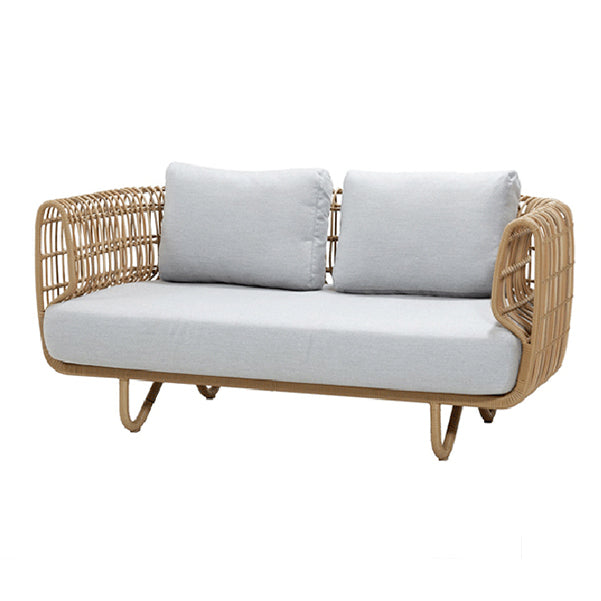 Tropical Rattan Patio Sofa Rust Resistant Outdoor Patio Sofa with Cushion