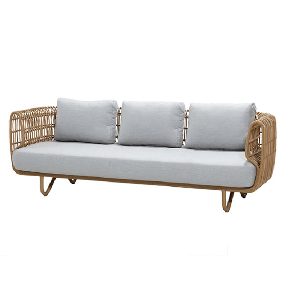 Tropical Rattan Patio Sofa Rust Resistant Outdoor Patio Sofa with Cushion