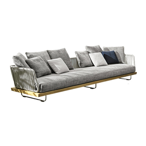 Contemporary Wood Frame Outdoor Sofa Water Resistant Patio Sofa