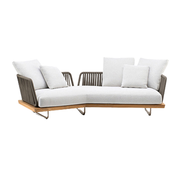 Contemporary Wood Frame Outdoor Sofa Water Resistant Patio Sofa