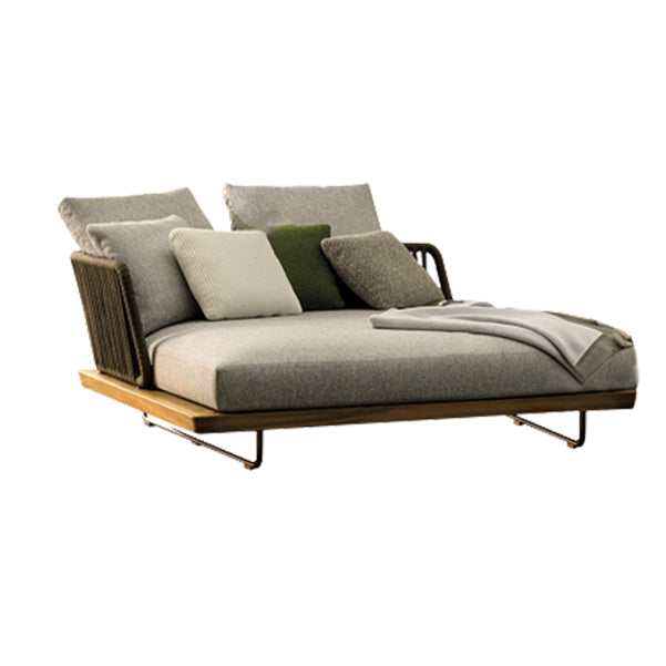 Contemporary Wood Frame Outdoor Sofa Water Resistant Patio Sofa