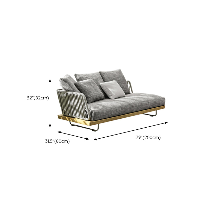 Contemporary Wood Frame Outdoor Sofa Water Resistant Patio Sofa