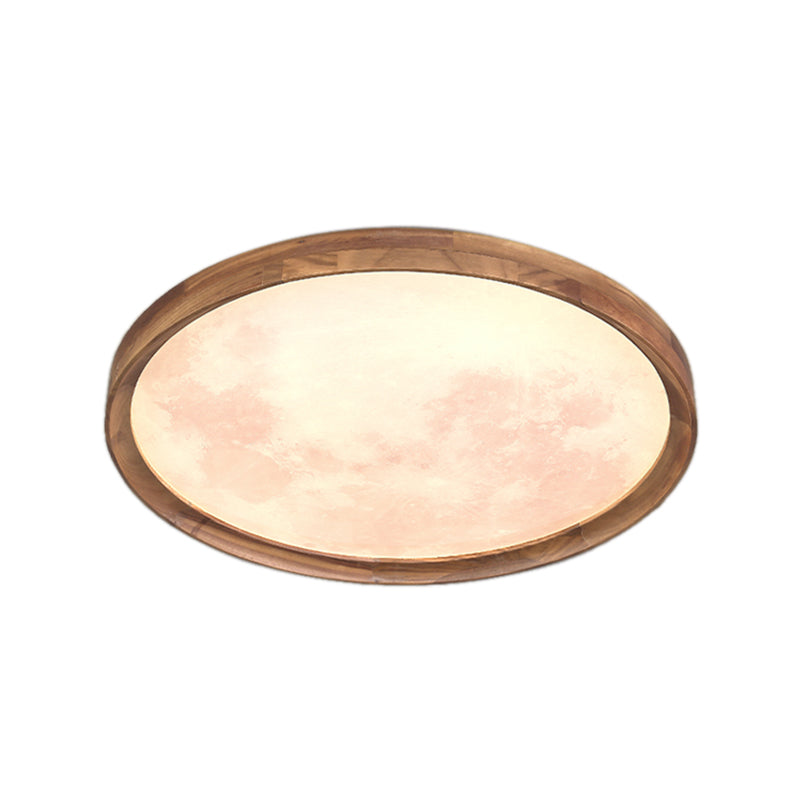 Modern Wood Flush Mount Circle Shape LED Ceiling Light with Acrylic Shade for Living Room