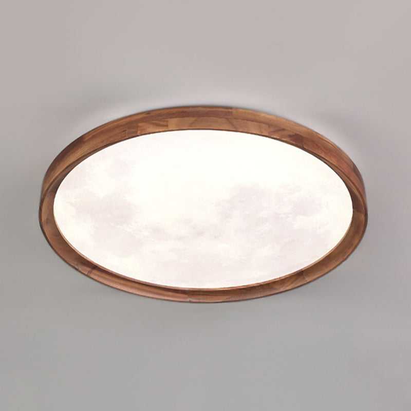 Modern Wood Flush Mount Circle Shape LED Ceiling Light with Acrylic Shade for Living Room