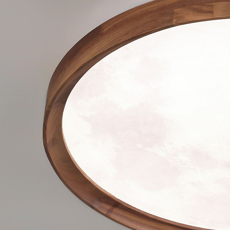 Modern Wood Flush Mount Circle Shape LED Ceiling Light with Acrylic Shade for Living Room