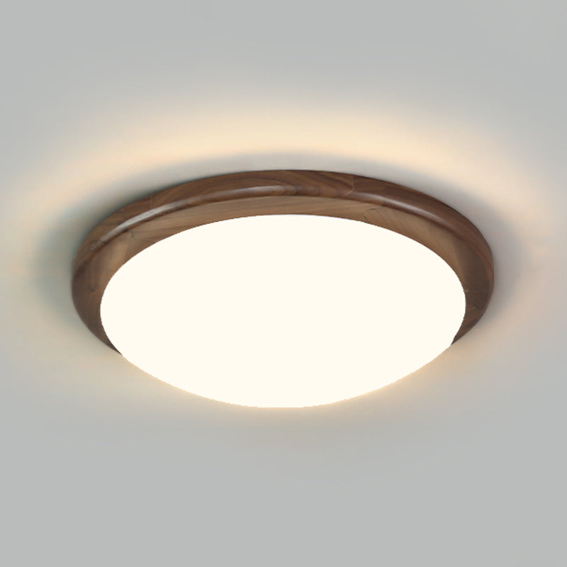 Modern Wood LED Flush Mount Circle Shape Ceiling Light with Acrylic Shade for Living Room