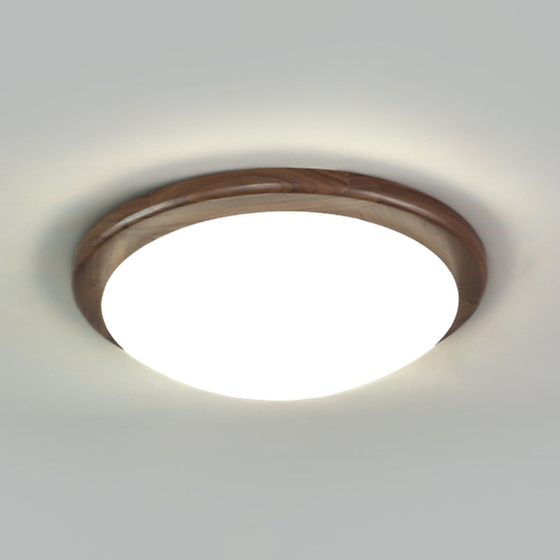 Modern Wood LED Flush Mount Circle Shape Ceiling Light with Acrylic Shade for Living Room