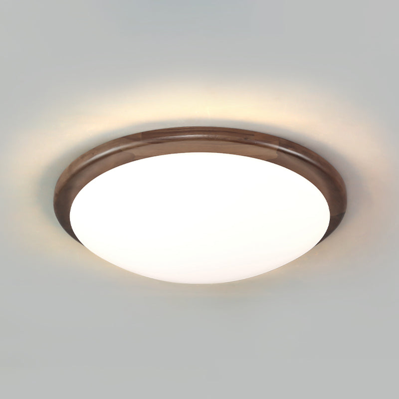 Modern Wood LED Flush Mount Circle Shape Ceiling Light with Acrylic Shade for Living Room