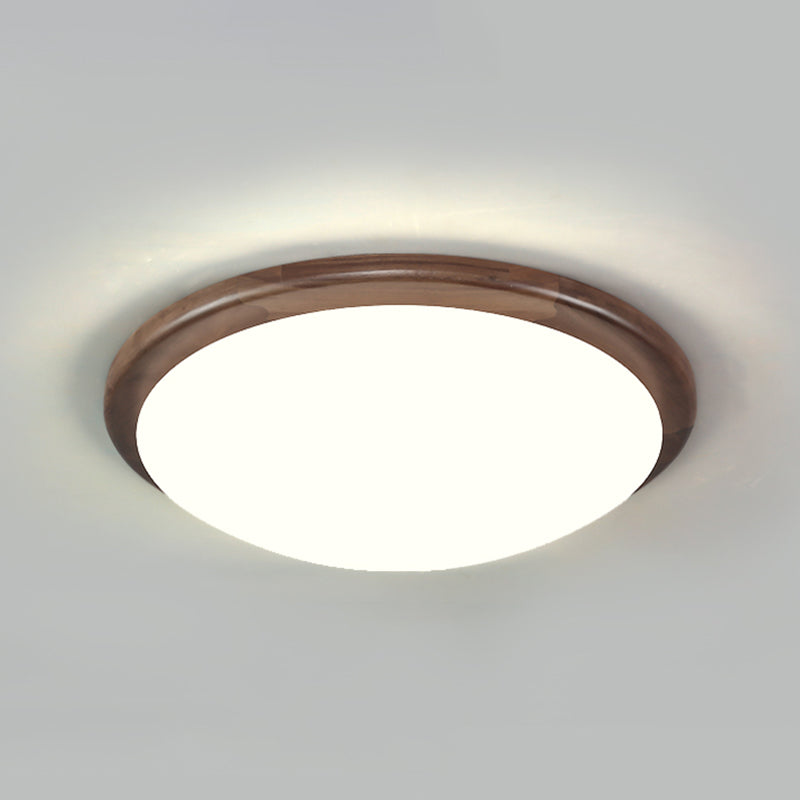 Modern Wood LED Flush Mount Circle Shape Ceiling Light with Acrylic Shade for Living Room