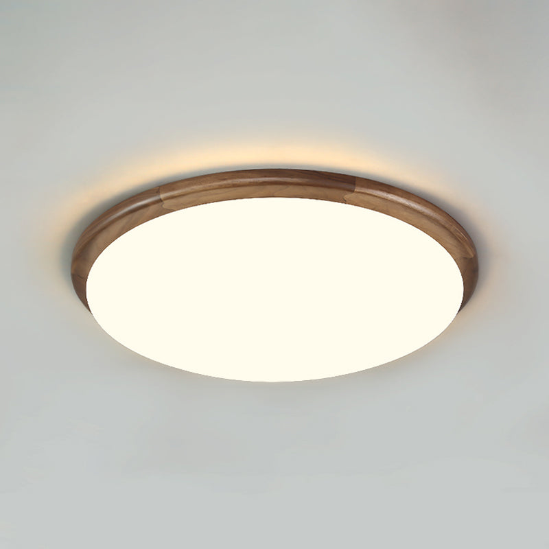 Modern Wood LED Flush Mount Circle Shape Ceiling Light with Acrylic Shade for Living Room