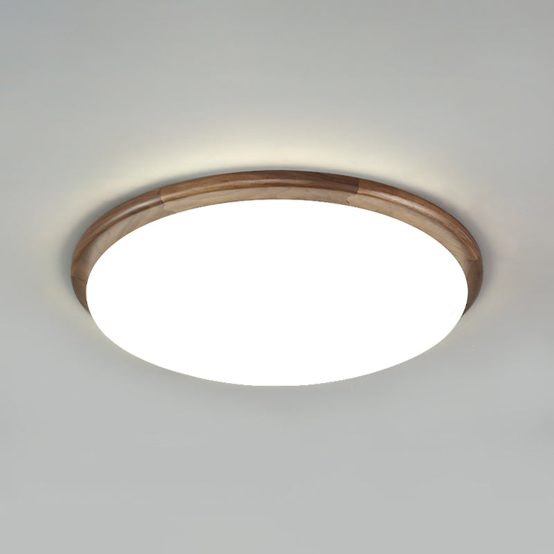 Modern Wood LED Flush Mount Circle Shape Ceiling Light with Acrylic Shade for Living Room