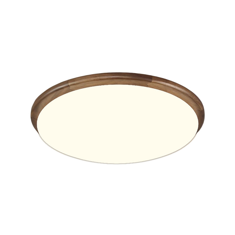 Modern Wood LED Flush Mount Circle Shape Ceiling Light with Acrylic Shade for Living Room