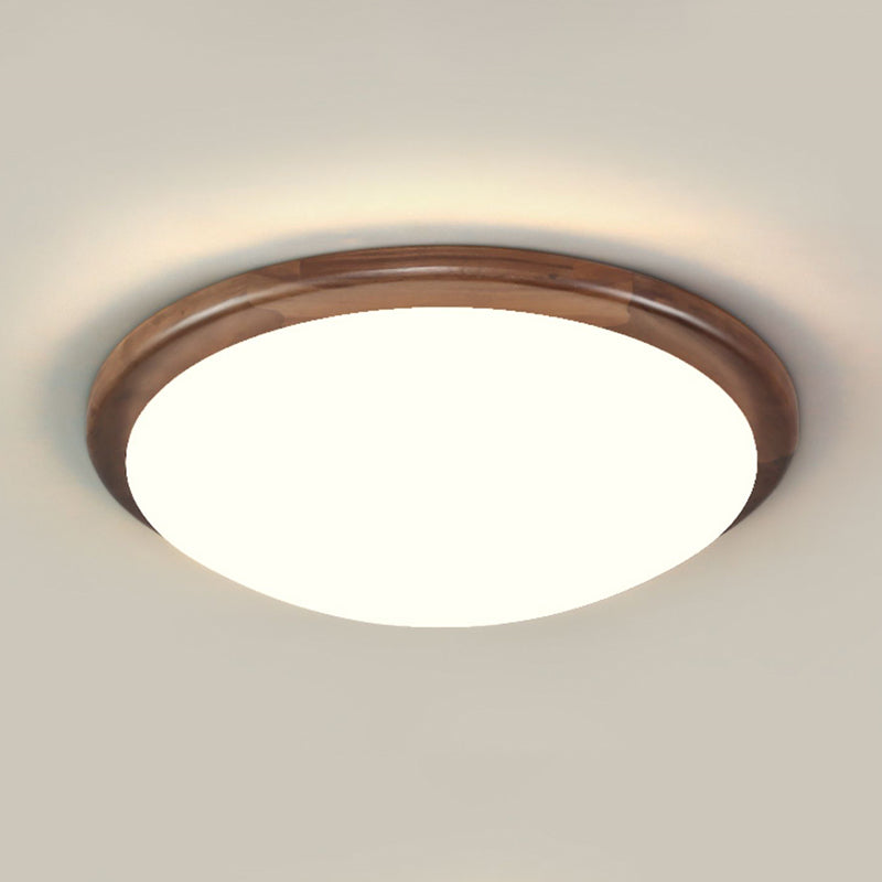 Modern Wood LED Flush Mount Circle Shape Ceiling Light with Acrylic Shade for Living Room