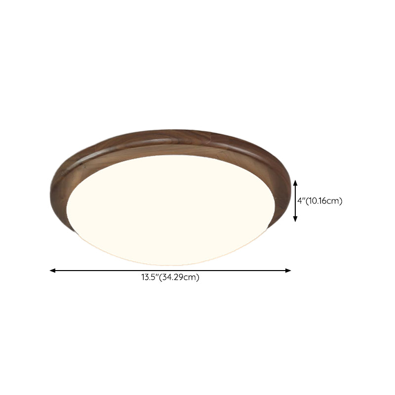 Modern Wood LED Flush Mount Circle Shape Ceiling Light with Acrylic Shade for Living Room