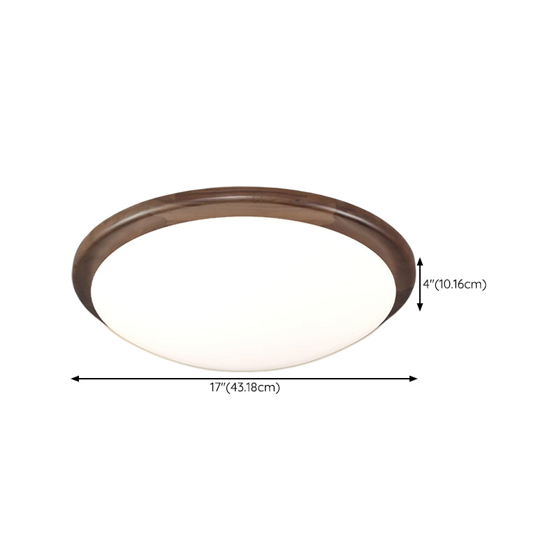 Modern Wood LED Flush Mount Circle Shape Ceiling Light with Acrylic Shade for Living Room