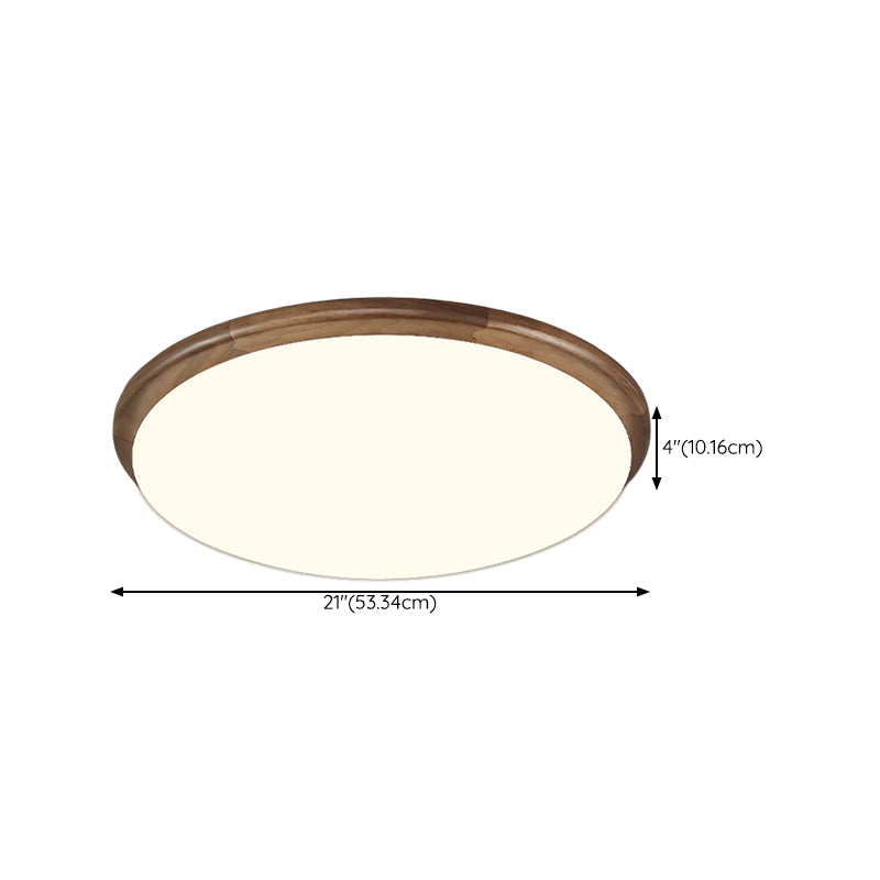 Modern Wood LED Flush Mount Circle Shape Ceiling Light with Acrylic Shade for Living Room